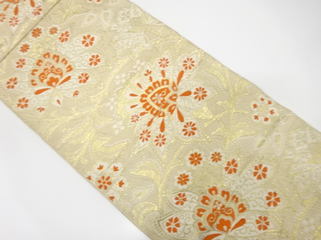 JAPANESE KIMONO / ANTIQUE FUKURO OBI / SILK / WOVEN CHINESE FLOWER